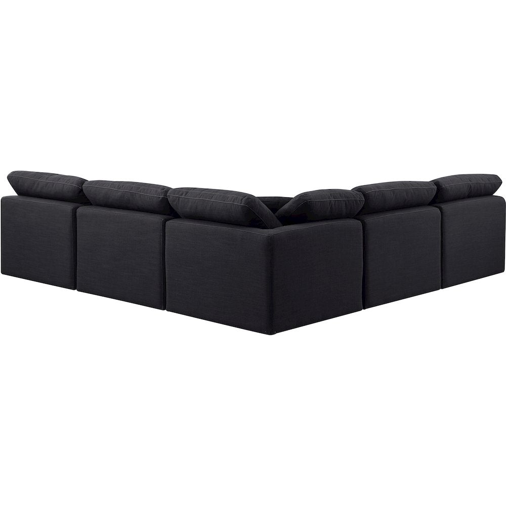 Indulge Black Linen Textured Fabric Modular Sectional