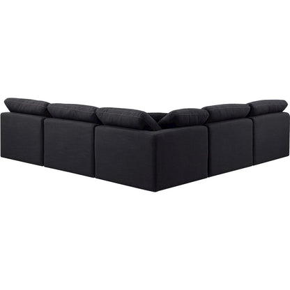 Indulge Black Linen Textured Fabric Modular Sectional