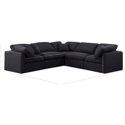 Indulge Black Linen Textured Fabric Modular Sectional