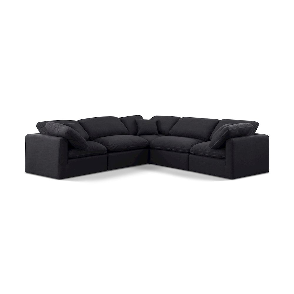 Indulge Black Linen Textured Fabric Modular Sectional