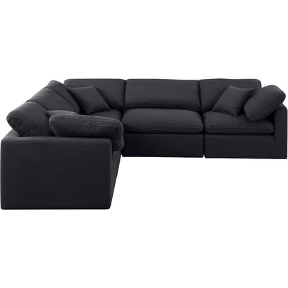 Indulge Black Linen Textured Fabric Modular Sectional