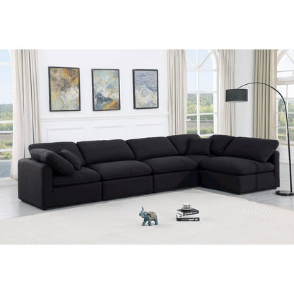 Indulge Black Linen Textured Fabric Modular Sectional