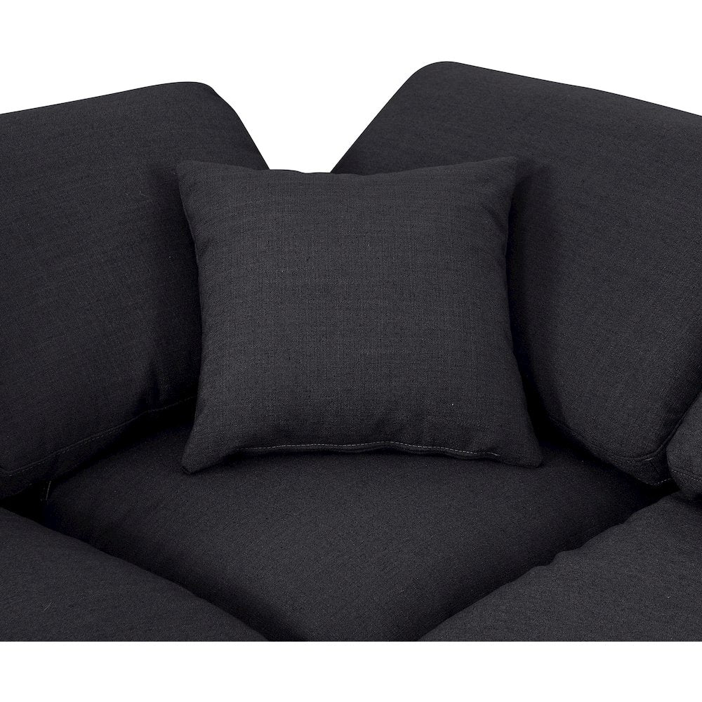 Indulge Black Linen Textured Fabric Modular Sectional