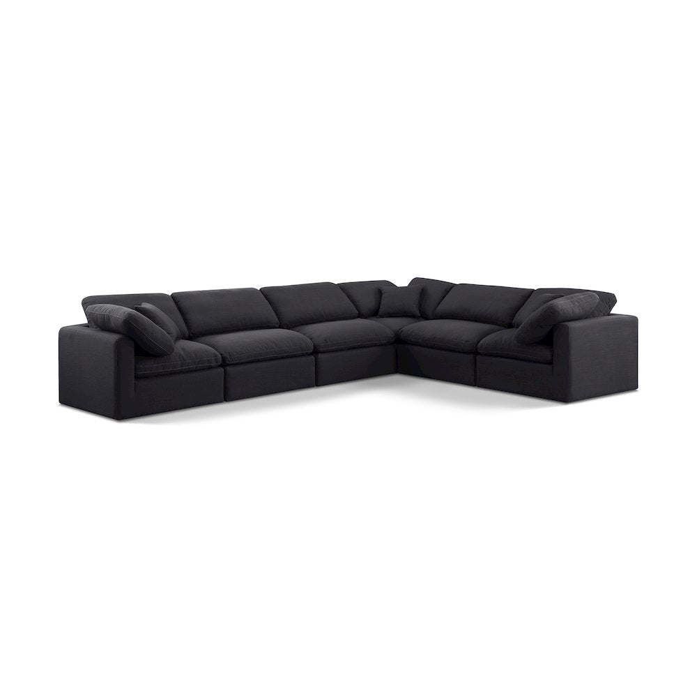Indulge Black Linen Textured Fabric Modular Sectional