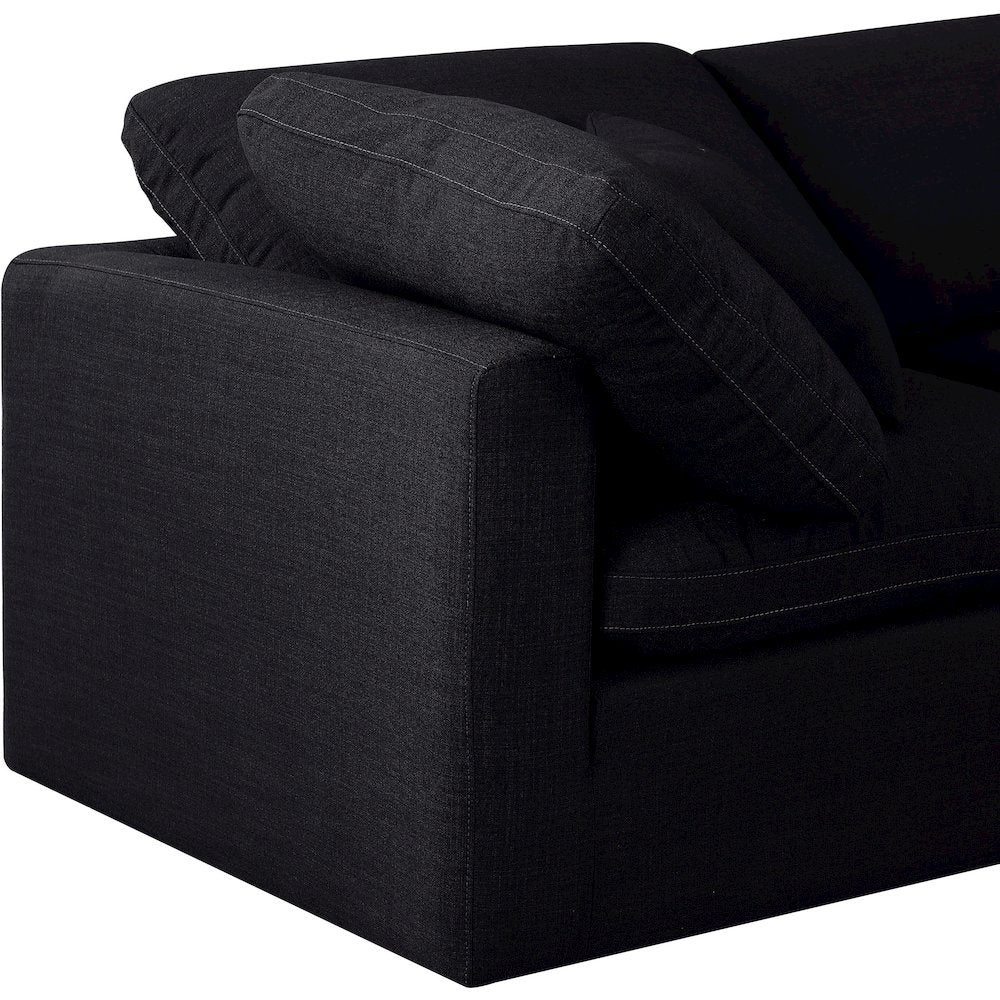 Indulge Black Linen Textured Fabric Modular Sectional