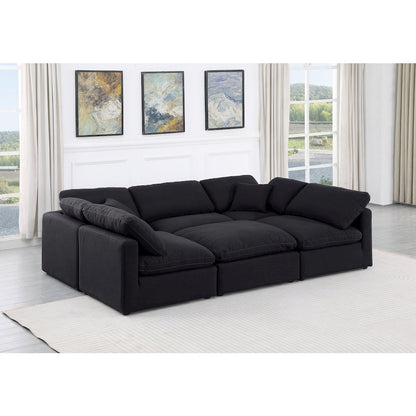 Indulge Black Linen Textured Fabric Modular Sectional