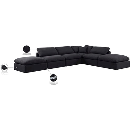 Indulge Black Linen Textured Fabric Modular Sectional
