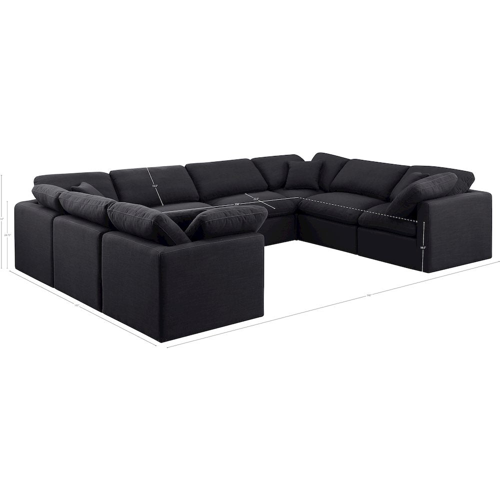 Indulge Black Linen Textured Fabric Modular Sectional