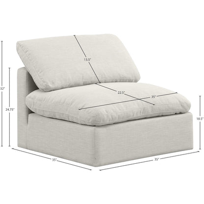 Indulge Cream Linen Textured Fabric Armless Chair
