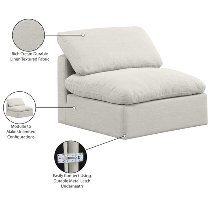 Indulge Cream Linen Textured Fabric Armless Chair