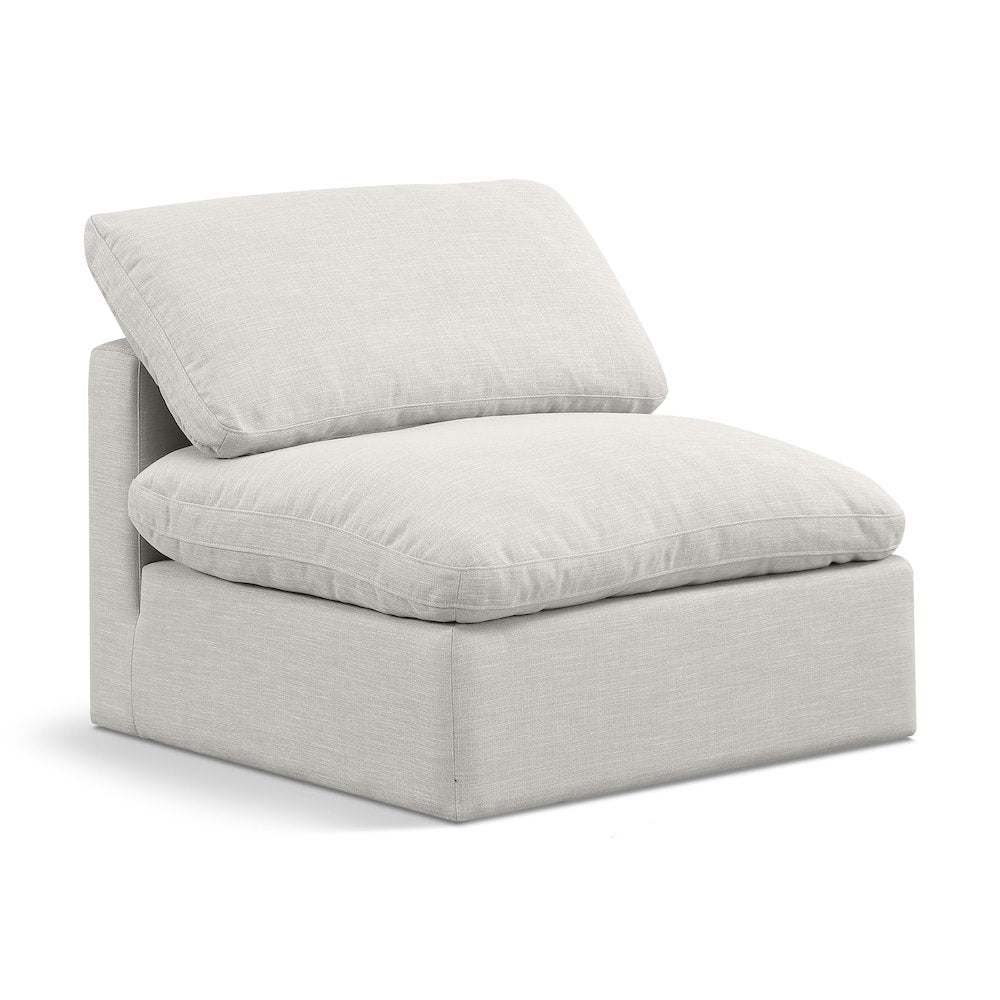 Indulge Cream Linen Textured Fabric Armless Chair