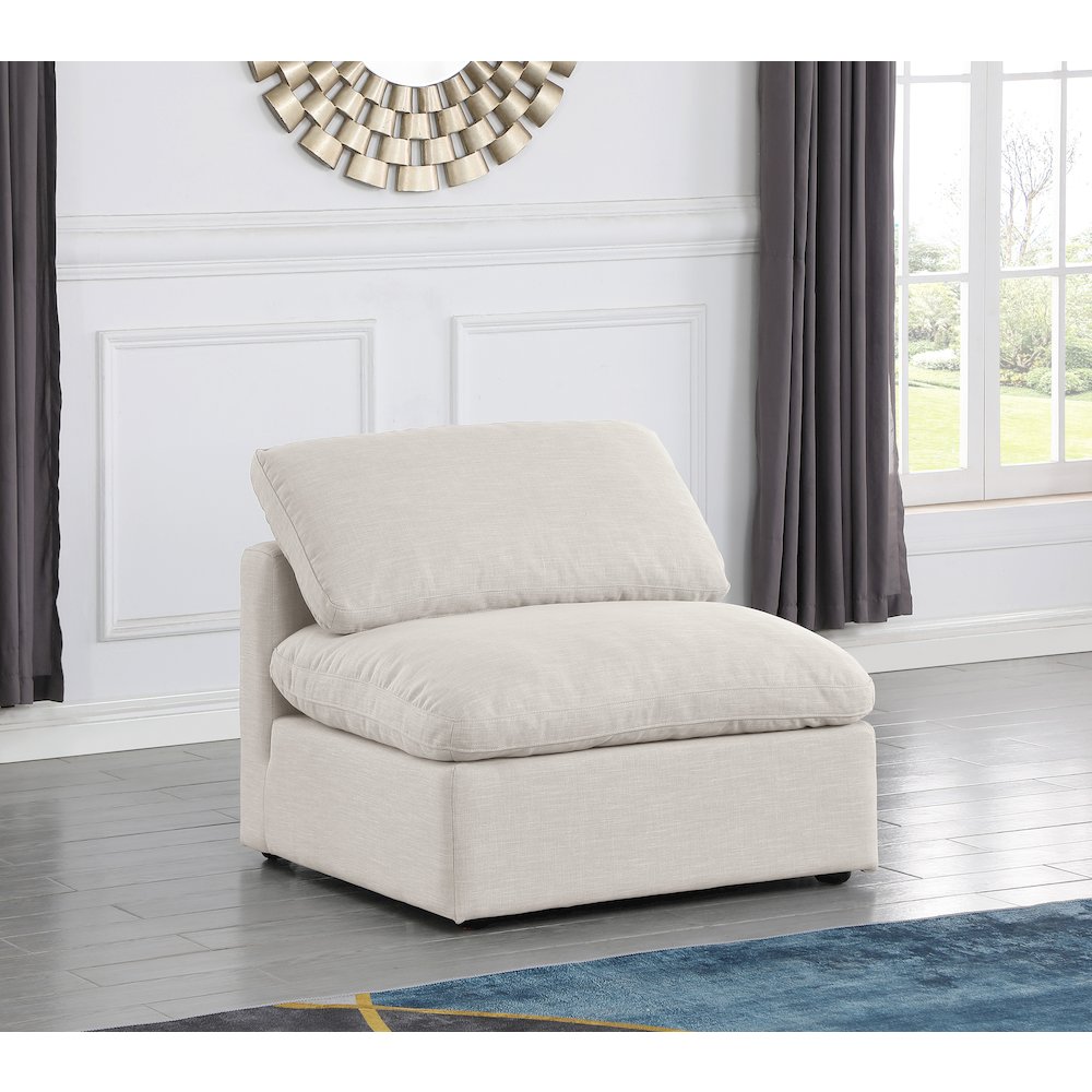 Indulge Cream Linen Textured Fabric Armless Chair