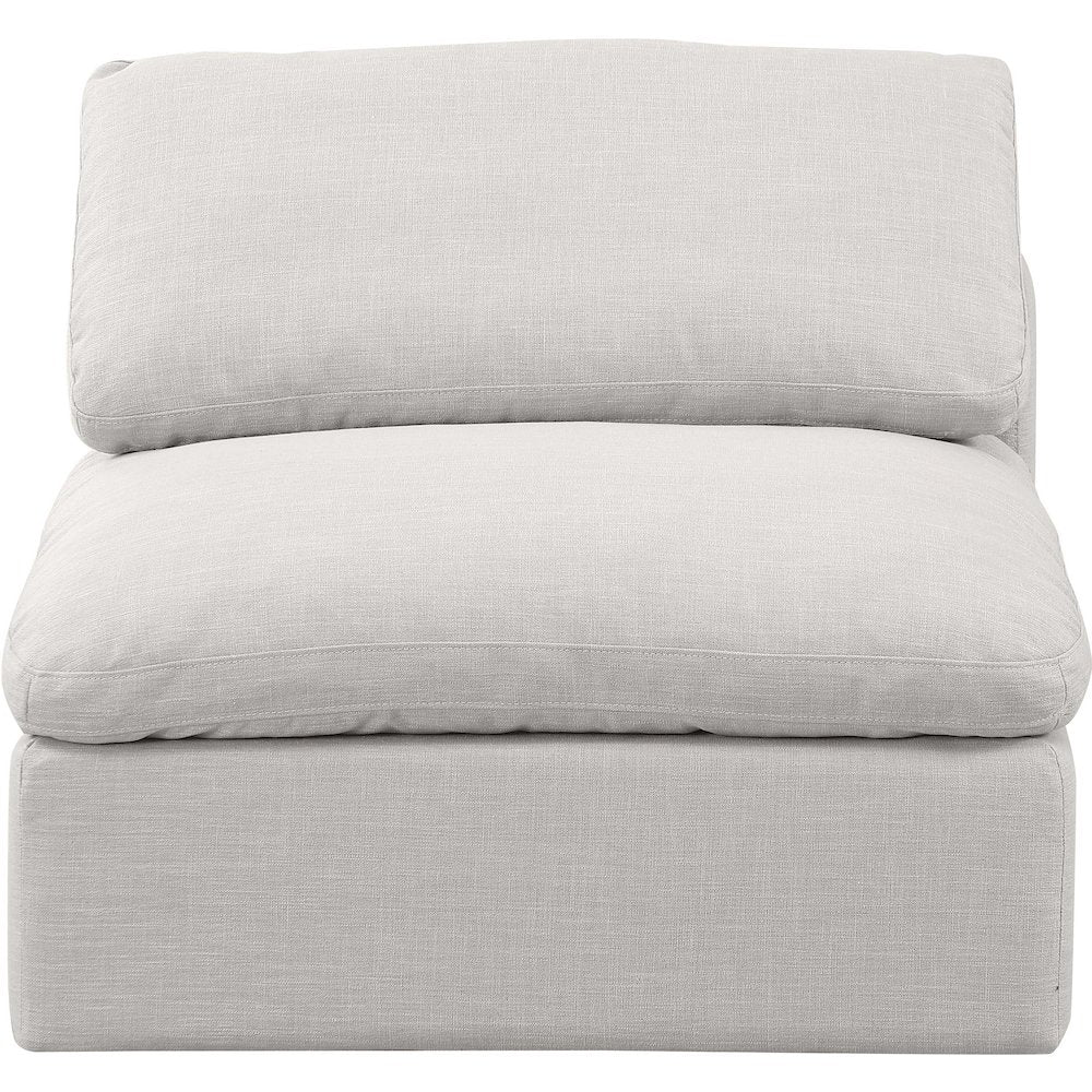 Indulge Cream Linen Textured Fabric Armless Chair