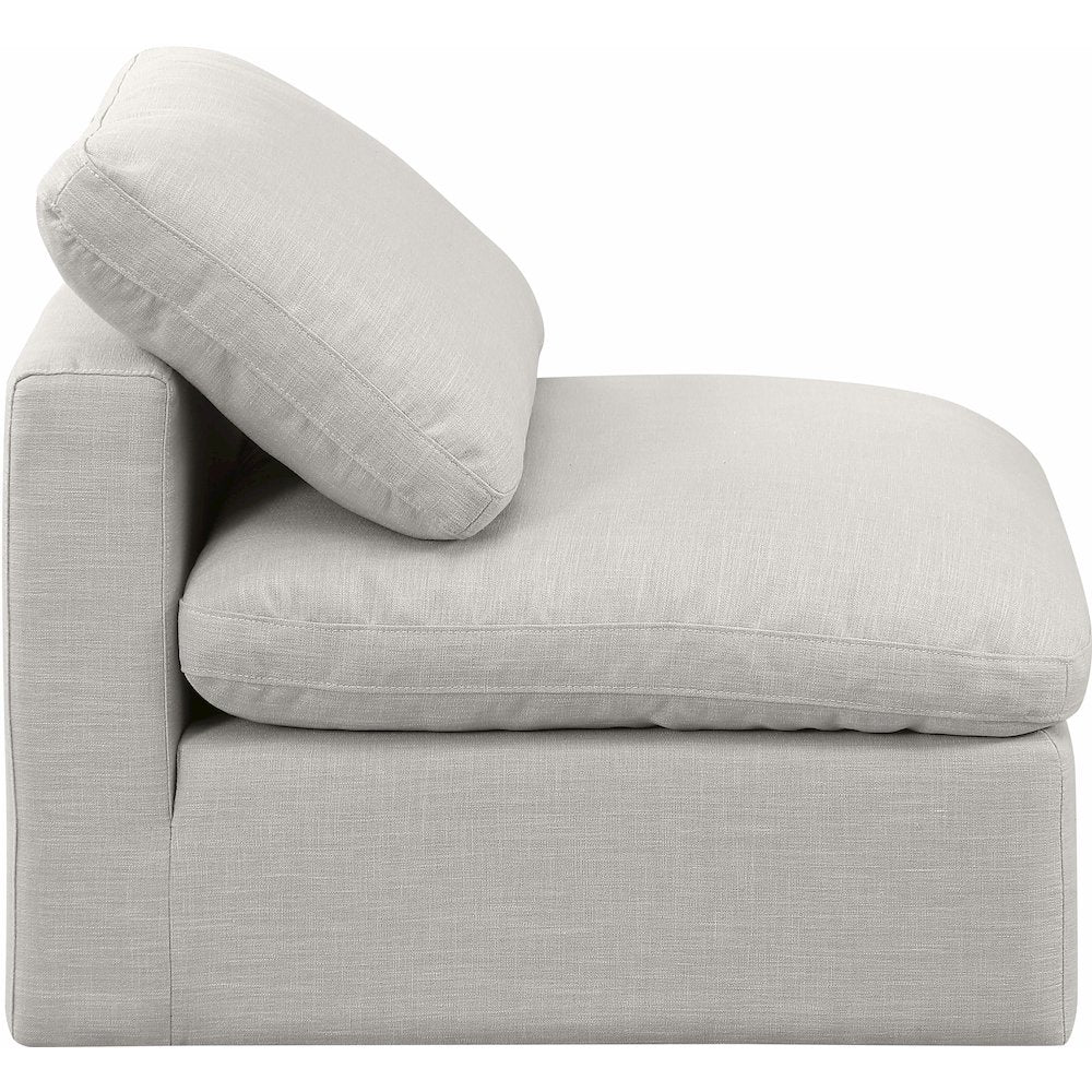 Indulge Cream Linen Textured Fabric Armless Chair