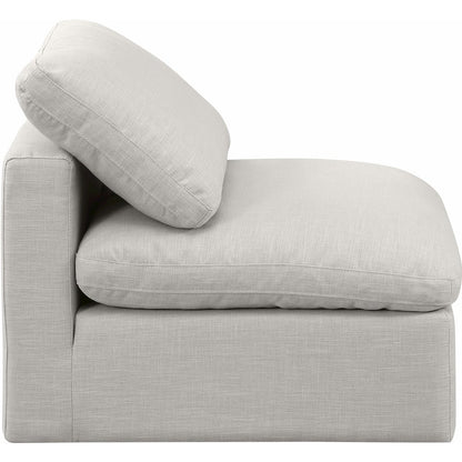 Indulge Cream Linen Textured Fabric Armless Chair
