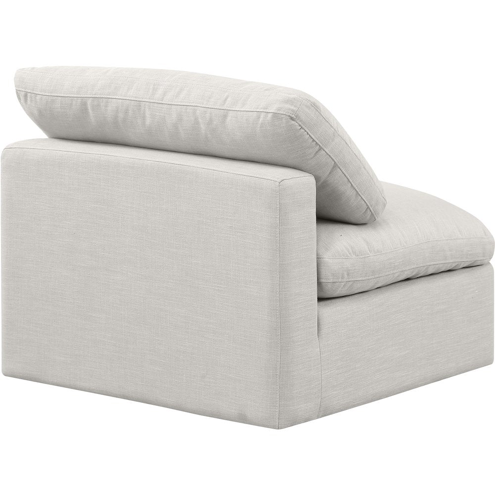Indulge Cream Linen Textured Fabric Armless Chair