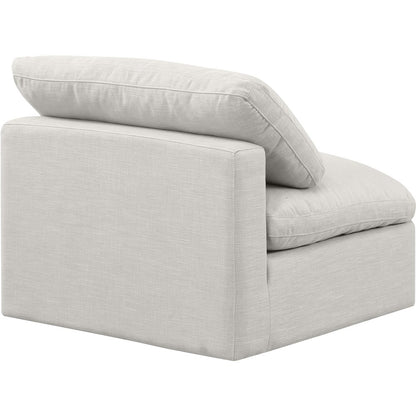 Indulge Cream Linen Textured Fabric Armless Chair