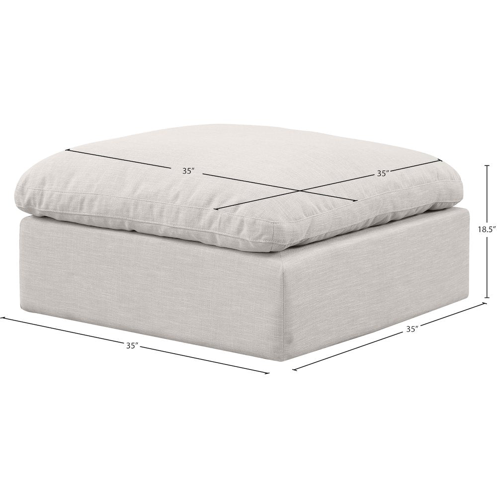 Indulge Cream Linen Textured Fabric Ottoman