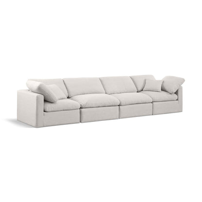 Indulge Cream Linen Textured Fabric Modular Sofa