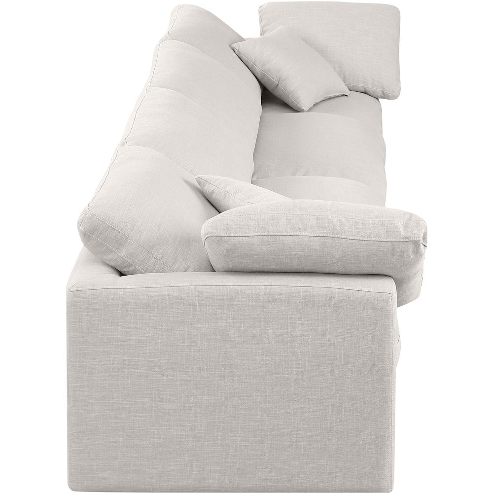 Indulge Cream Linen Textured Fabric Modular Sofa