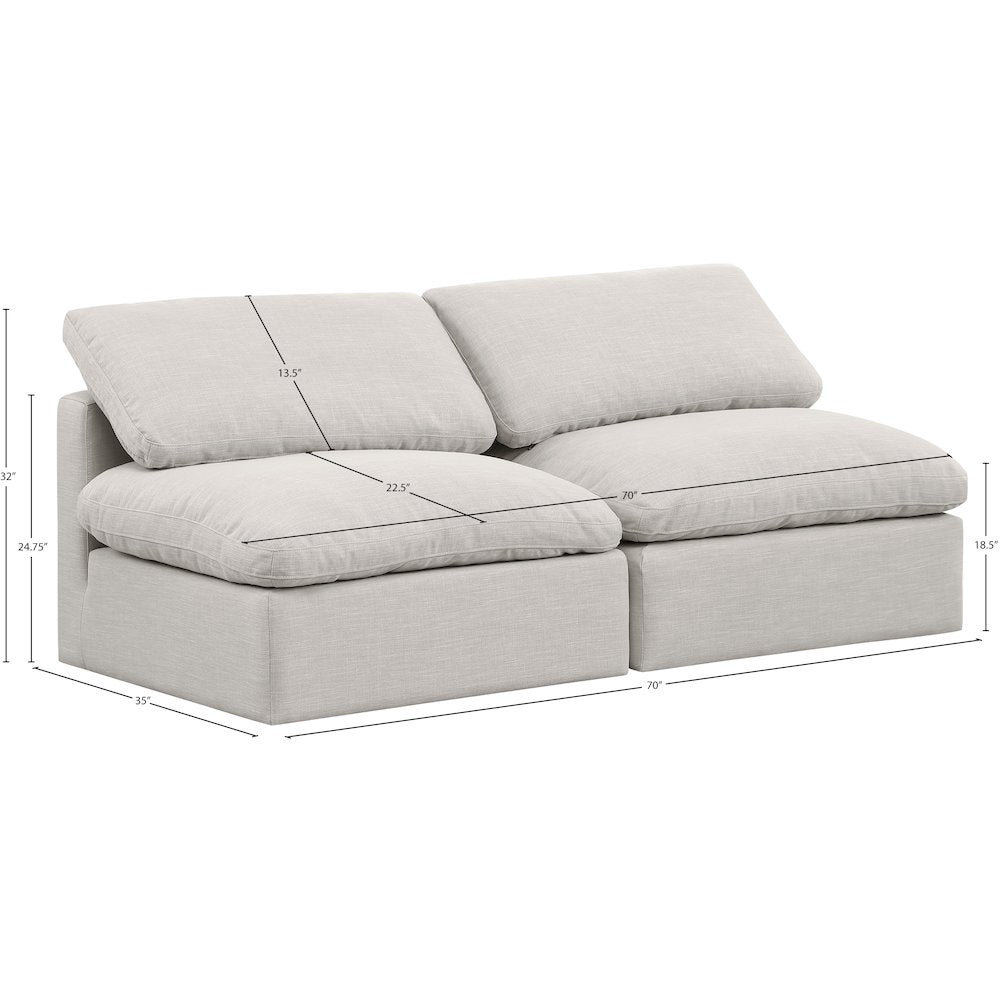 Indulge Cream Linen Textured Fabric Modular Sofa