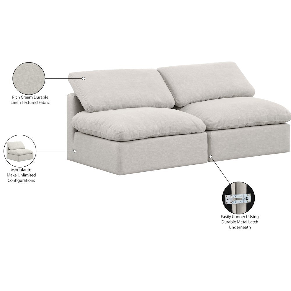 Indulge Cream Linen Textured Fabric Modular Sofa