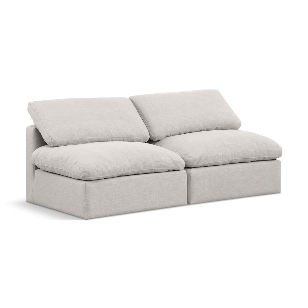 Indulge Cream Linen Textured Fabric Modular Sofa