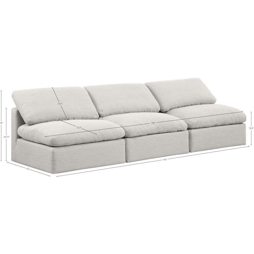 Indulge Cream Linen Textured Fabric Modular Sofa