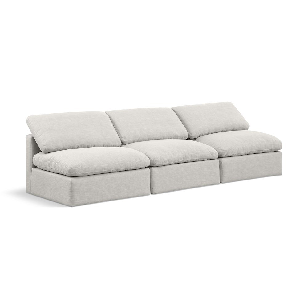 Indulge Cream Linen Textured Fabric Modular Sofa