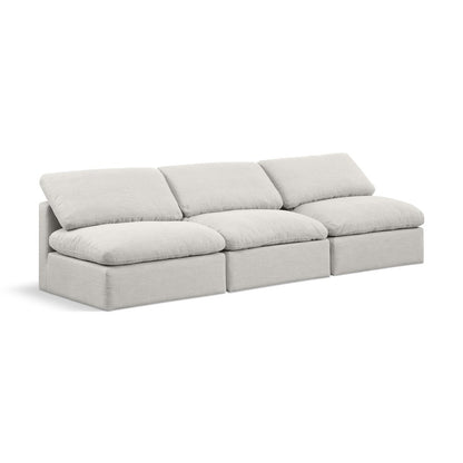 Indulge Cream Linen Textured Fabric Modular Sofa