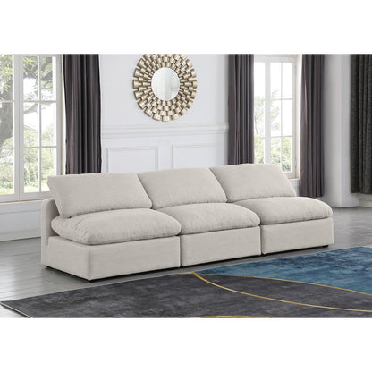 Indulge Cream Linen Textured Fabric Modular Sofa