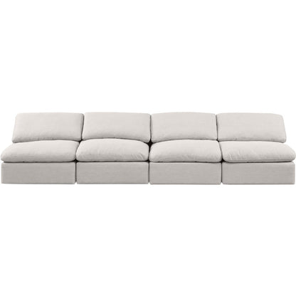 Indulge Cream Linen Textured Fabric Modular Sofa