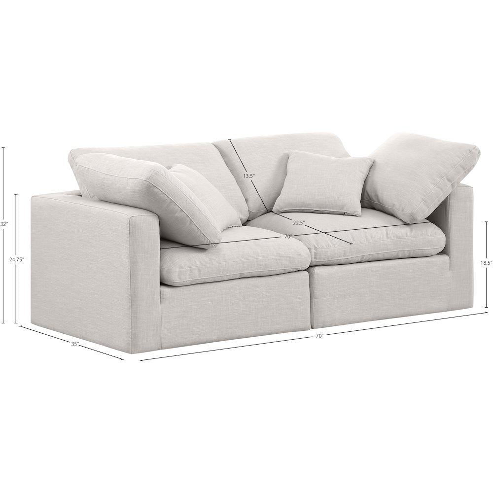 Indulge Cream Linen Textured Fabric Modular Sofa