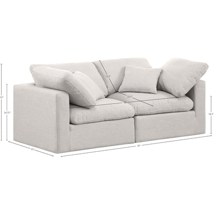 Indulge Cream Linen Textured Fabric Modular Sofa