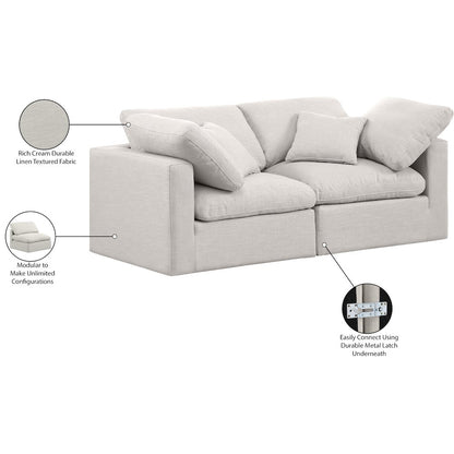Indulge Cream Linen Textured Fabric Modular Sofa