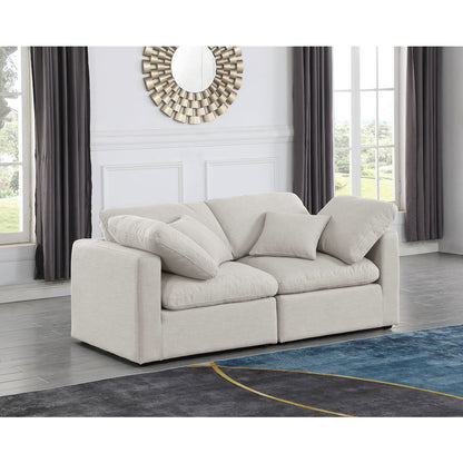 Indulge Cream Linen Textured Fabric Modular Sofa