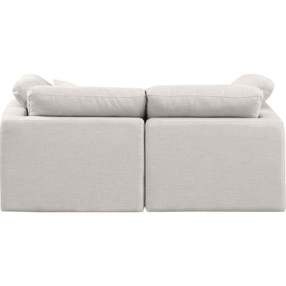 Indulge Cream Linen Textured Fabric Modular Sofa