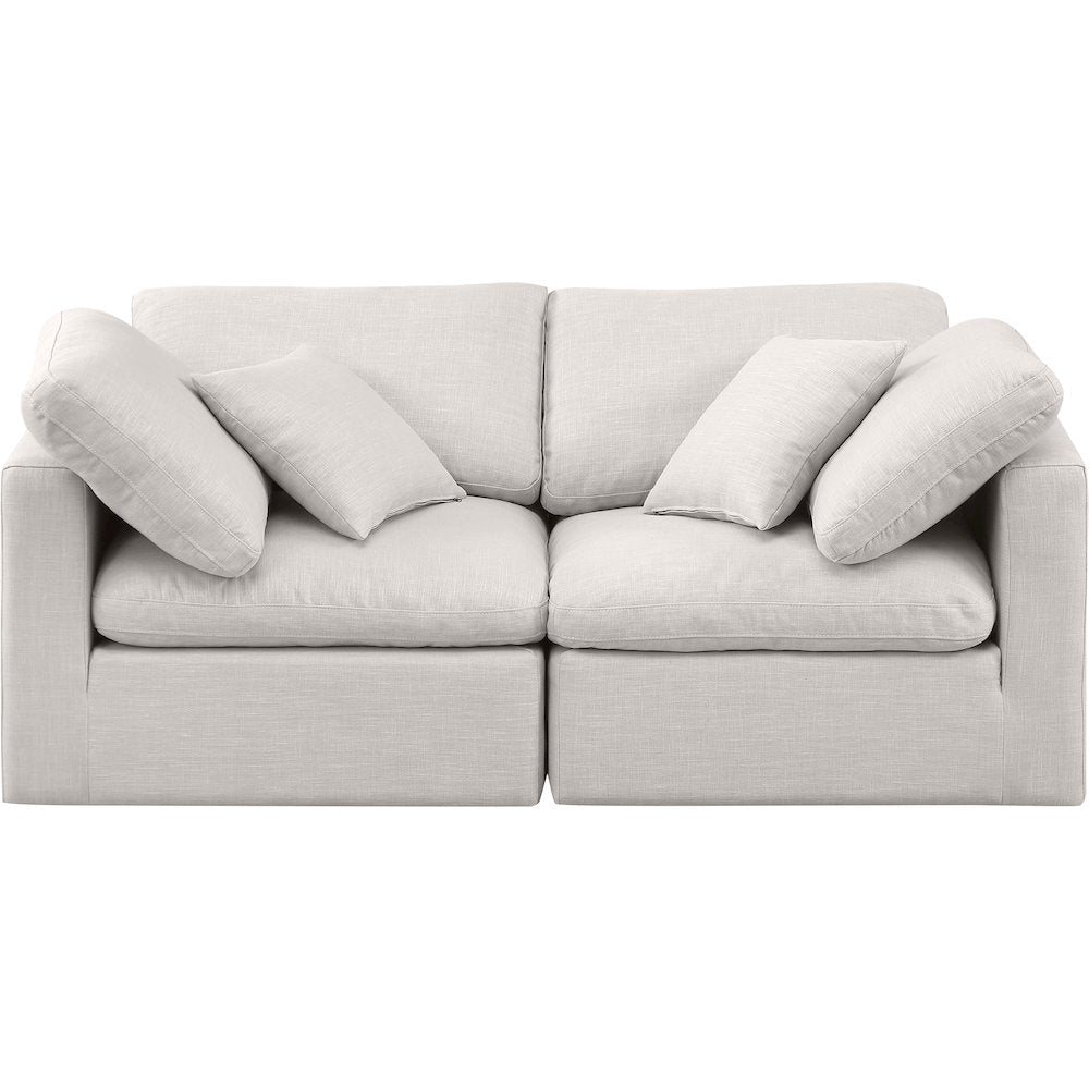Indulge Cream Linen Textured Fabric Modular Sofa