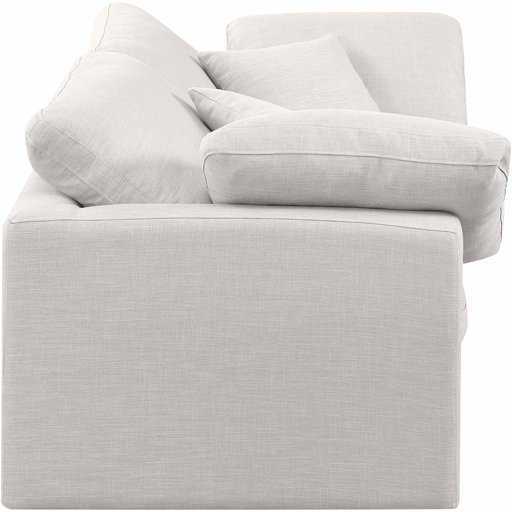 Indulge Cream Linen Textured Fabric Modular Sofa