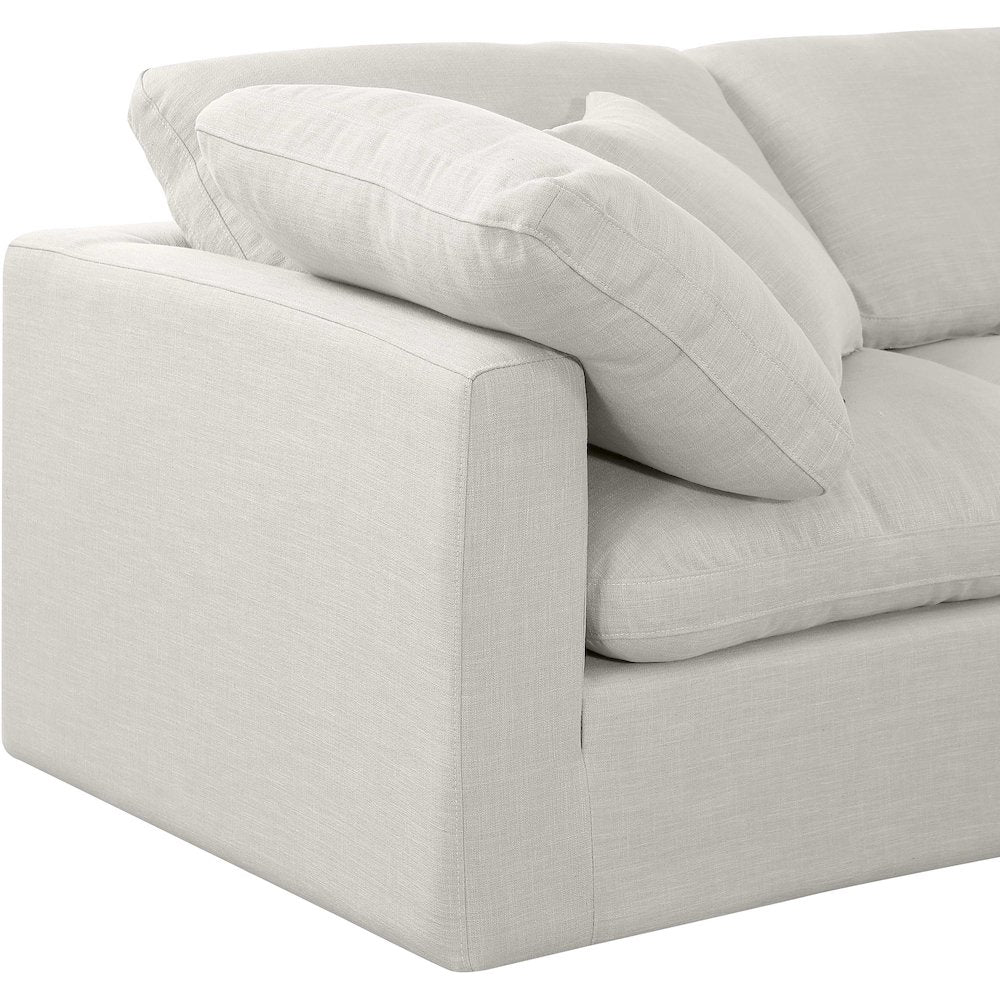 Indulge Cream Linen Textured Fabric Modular Sofa