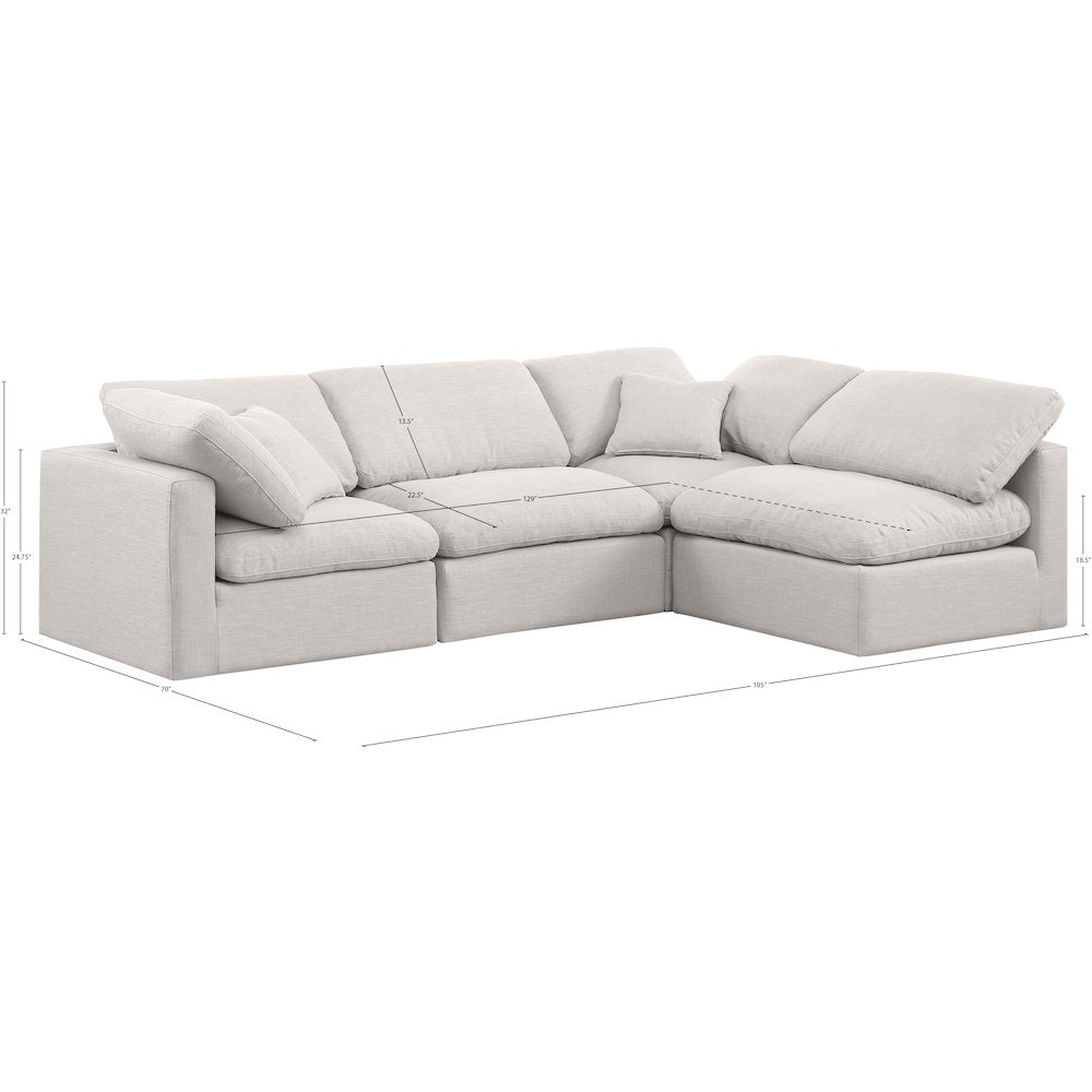 Indulge Cream Linen Textured Fabric Modular Sectional