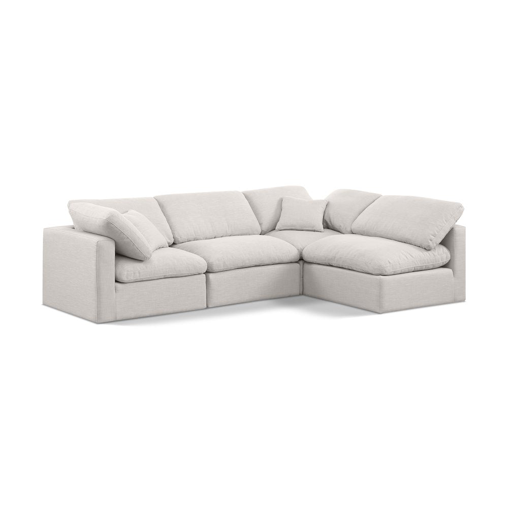 Indulge Cream Linen Textured Fabric Modular Sectional