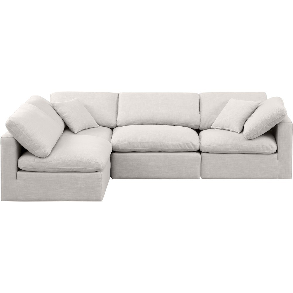 Indulge Cream Linen Textured Fabric Modular Sectional