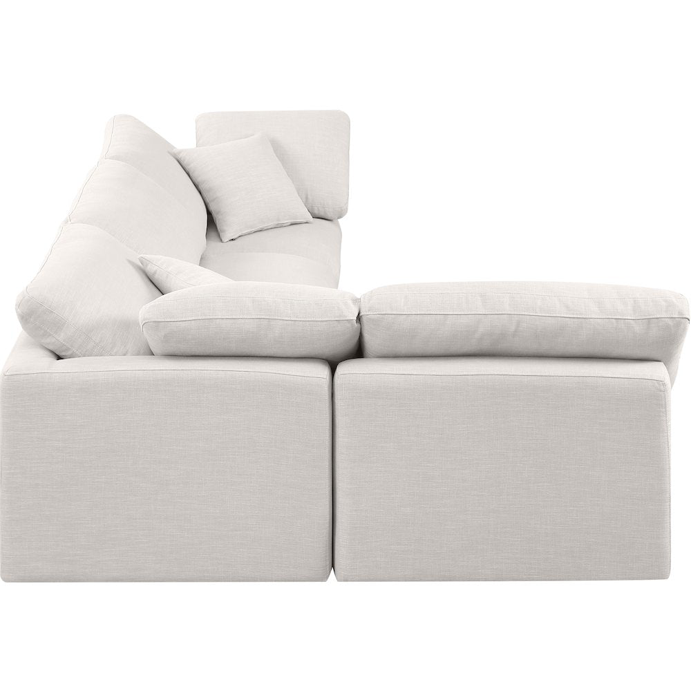 Indulge Cream Linen Textured Fabric Modular Sectional