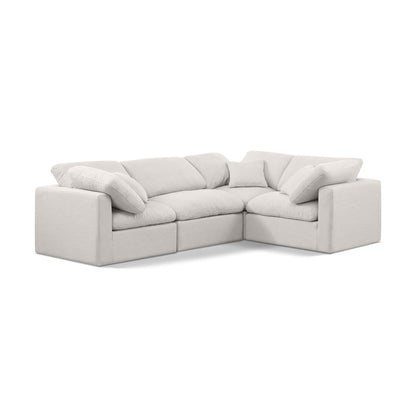 Indulge Cream Linen Textured Fabric Modular Sectional