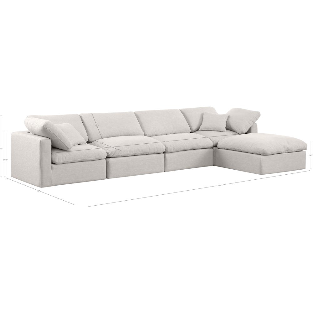Indulge Cream Linen Textured Fabric Modular Sectional