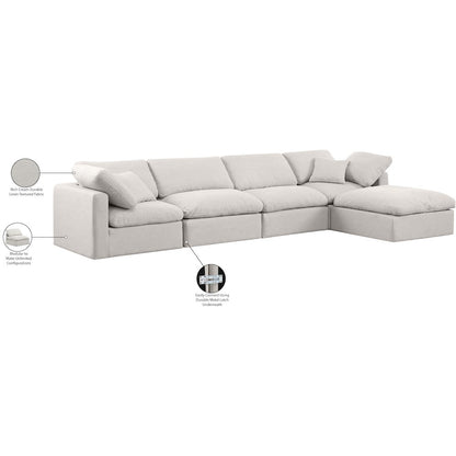 Indulge Cream Linen Textured Fabric Modular Sectional
