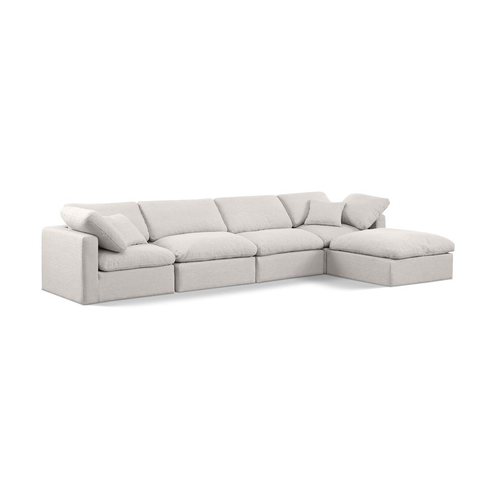 Indulge Cream Linen Textured Fabric Modular Sectional