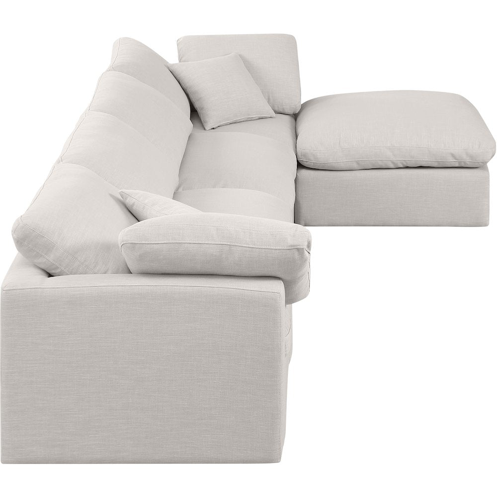 Indulge Cream Linen Textured Fabric Modular Sectional