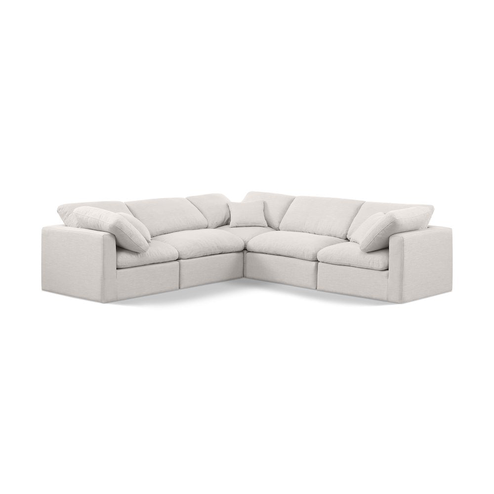 Indulge Cream Linen Textured Fabric Modular Sectional